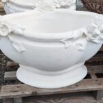 VASO PORTAFIORI ART- VS03 OVALE DECORATO POLVERE DI MARMO E CEMENTO NO PIETRA